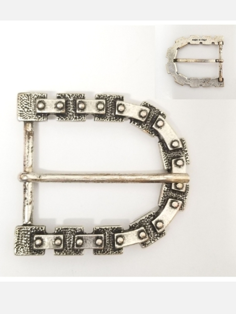 Vintage Italian Silver-tone Metal Belt Buckle